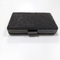 Clutch Strasssteine Kette Umh�ngetasche glamour�se Abendtasche  gunmetal schwarz