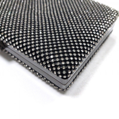 Clutch Strasssteine Kette Umh�ngetasche glamour�se Abendtasche  gunmetal schwarz