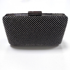 Clutch Strasssteine Kette Umh�ngetasche glamour�se Abendtasche gew�lbt gunmetal schwarz