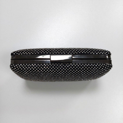 Clutch Strasssteine Kette Umh�ngetasche glamour�se Abendtasche gew�lbt gunmetal schwarz