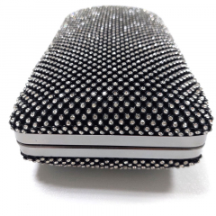 Clutch Strasssteine Kette Umh�ngetasche glamour�se Abendtasche gew�lbt gunmetal schwarz