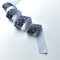 Falzgummi Falzband elastisch kleines Leopardenmuster, schwarz grau