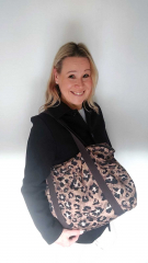 Canvas Stoff Baumwollstoff Leoparden Muster, schwarz braun