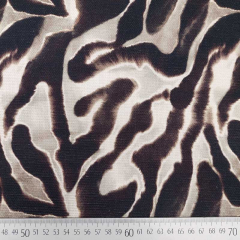 Canvas Stoff Slub Baumwollstoff Animal Print Zebra Vintage Look, braun beige