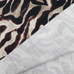 Canvas Stoff Slub Baumwollstoff Animal Print Zebra Vintage Look, braun beige