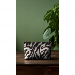 Canvas Stoff Slub Baumwollstoff Animal Print Zebra Vintage Look, braun beige