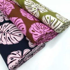 Canvas Stoff Baumwollstoff Monstera Bl�tter, rosa burgundy dunkelblau