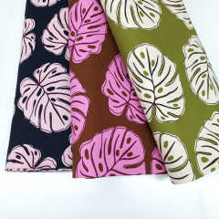 Canvas Stoff Baumwollstoff Monstera Bl�tter, rosa burgundy braun