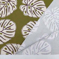 Canvas Stoff Baumwollstoff Monstera Bl�tter, ecrue dunkelbraun olivgr�n