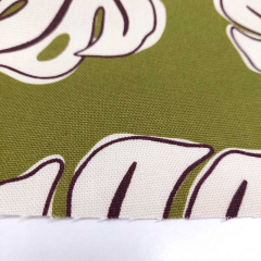 Canvas Stoff Baumwollstoff Monstera Bl�tter, ecrue dunkelbraun olivgr�n