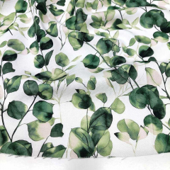 Canvas Stoff Baumwollstoff Eukalyptusbl�tter, gr�n wei�