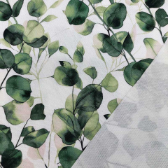 Canvas Stoff Baumwollstoff Eukalyptusbl�tter, gr�n wei�