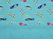 RESTSTCK 150 cm Sweat Stoff French Terry Skateboards, aquamarin