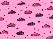 Jerseystoff kleine Wolken, rosa