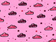 Jerseystoff kleine Wolken, rosa