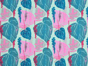 RESTSTCK 137 cm Jersey Bltter, rosa mint