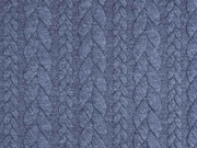 Jacquardjersey Stoff Zopfmuster, jeansblau