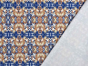 RESTSTCK 60 cm Sweatstoff French Terry Ethno Muster, blau hellbraun