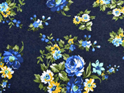 Sweat Jeanslook herbstliche Blumen angeraut, dunkelblau