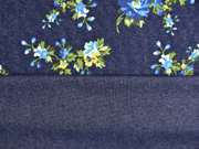 Sweat Jeanslook herbstliche Blumen angeraut, dunkelblau