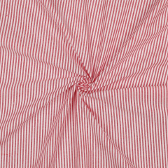 Baumwollstoff Streifen 3 mm garngef�rbt, rot wei�
