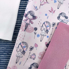 STOFFPAKET Jerseystoff s��e Elfen Streifen, rosa jeansblau