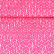 Baumwollstoff Wrfelmuster, wei pink