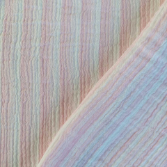 Musselin Stoff Double Gauze Baumwollstoff Streifen, rosa wei�