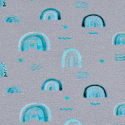 Jerseystoff Regenbgen Herzen Digitaldruck, mint grau