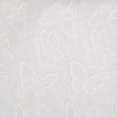 bestickter Baumwollstoff Schmetterling Stickerei, cremewei�