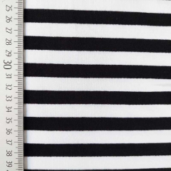 Sweatstoff French Terry Streifen 1,3 cm breit garngef�rbt, schwarz wei�