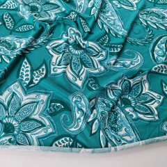 Viskose Jerseystoff Paisley Blumen weich flie�end. mint petrol