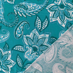 Viskose Jerseystoff Paisley Blumen weich flie�end. mint petrol