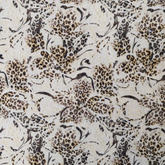 Viskose Leinen Webware Blumen kleines Leopardenmuster, khaki natur