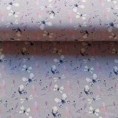RESTSTCK 80 cm Sweatstoff French Terry Schmetterlinge, flieder