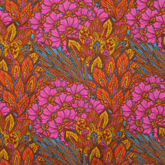 Viskose Satin Webware Blumen Korallen seidig gl�nzend, orange braun