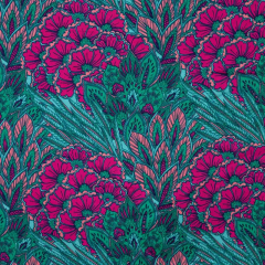 Viskose Satin Webware Blumen Korallen seidig gl�nzend, pink mint