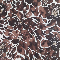 Viskose Satin Stoff Blumenmuster fein glatt weich fallend, dunkelbraun wei�