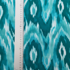 Viskose Satin Stoff Webware Zickzack Ethnomuster seidig gl�nzend, mint petrol