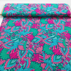Viskose Stoff Blumen Webware bunt, pink mint petrol