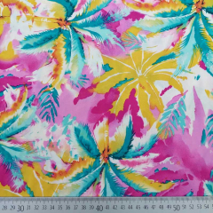 Viskose Stoff Palmen Meterware Webware Sommerlicher Druck- gelb pink mint petrol