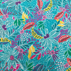 Rayon Slub-Webware Viskose Stoff mit Stretch Blumen, pink mint petrol