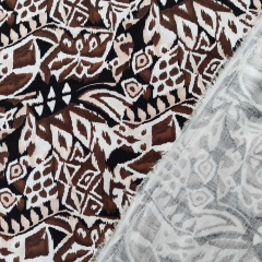 Rayon Slub-Webware mit Stretch Ikat Ethnomuster, dunkelbraun wei�