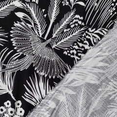 Rayon Slub-Webware mit Stretch Bl�tter, schwarz