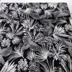 Rayon Slub-Webware mit Stretch Bl�tter, schwarz