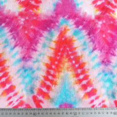 Viskose Krepp Stoff Batik Look Zickzackmuster Ethnomuster pink rot t�rkis orange