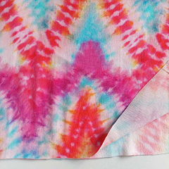 Viskose Krepp Stoff Batik Look Zickzackmuster Ethnomuster pink rot t�rkis orange