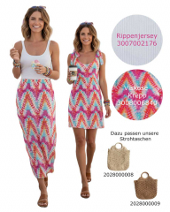 Viskose Krepp Stoff Batik Look Zickzackmuster Ethnomuster pink rot t�rkis orange