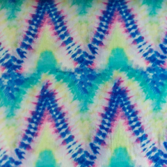 Viskose Krepp Stoff Batik Look Zickzackmuster Ethnomuster kobaltblau limegreen pink