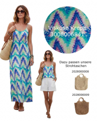 Viskose Krepp Stoff Batik Look Zickzackmuster Ethnomuster kobaltblau limegreen pink